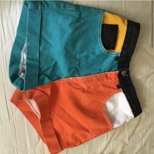 High waisted color block shorts